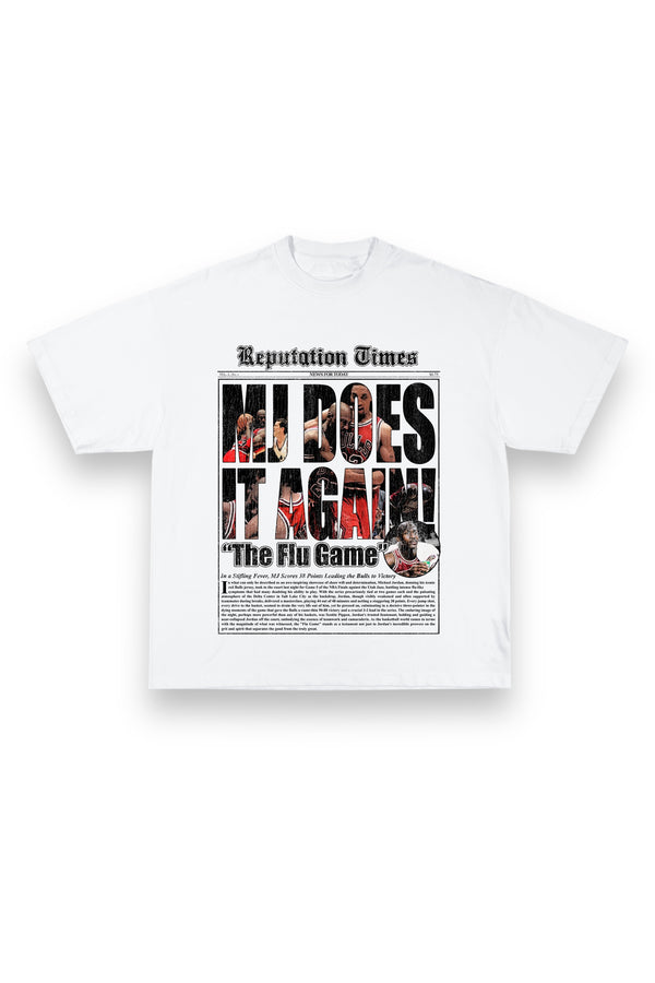 MJ FLU GAME NEWS PAPER T-SHIRT NEW